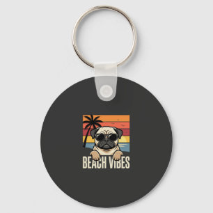 Chaveiro Cachorro Pug Sentimento de Praia Pôr do Sol