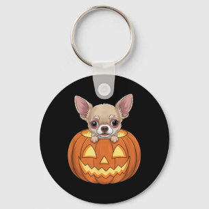 Chaveiro Cachorro-quente Chihuahua Fofo No Abóbora Dia Das 