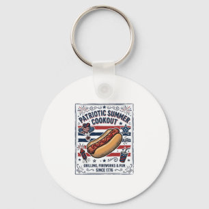 Chaveiro Cachorro Quente Patriótico Churrasco Vintage