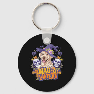 Chaveiro Cachorro Retriever Dourado de Halloween Feiticeira