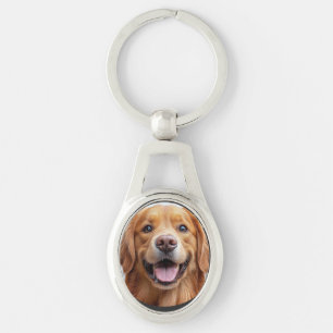 Chaveiro Cachorro Retriever Dourado Feliz Sorridente