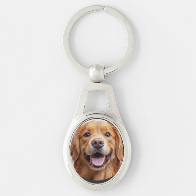 Chaveiro Cachorro Retriever Dourado Feliz Sorridente (Frente)
