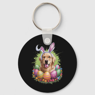 Chaveiro Cachorro Retriever Dourado Orelhas de Coelho Ovos