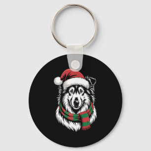 Chaveiro Cachorro Rough Collie Natal Chapéu Cachecol de Nat