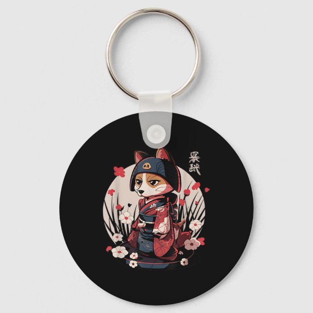 Chaveiro Cachorro Samurai Japonês Tattoo Kawaii Ninja (Frente)