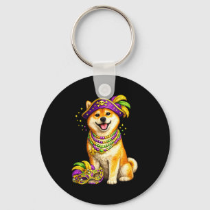Chaveiro Cachorro Shiba Inu no Mardi Gras Fofo