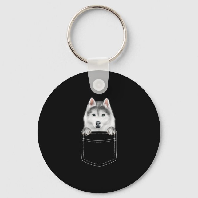 Chaveiro Cachorro Siberiano Husky Em Bolso |Presente Engraç (Frente)