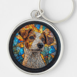 Chaveiro Cachorro Terrier Jack Russell Mosaico Colorido