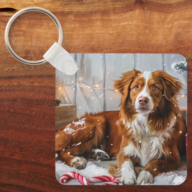 Chaveiro Cachorro Toller de Pato da Nova Escócia Natal Fest (Frente)