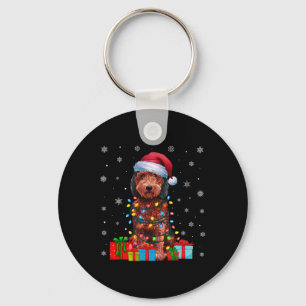 Chaveiro Cachorro Ugly Xmas Luz Santa Hat Labradoodle Cachr