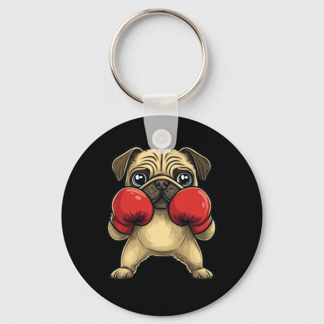 Chaveiro Cachorro Vestido Como Um Boxer Engraçado (Frente)