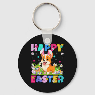 Chaveiro Cachorro Welsh Corgi Feliz Caça ao Ovo de Páscoa O