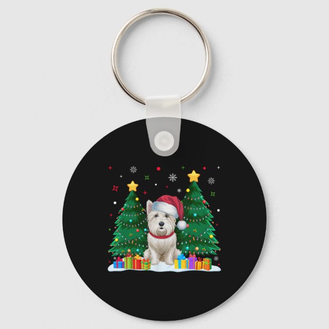 Chaveiro Cachorro Westim Passa Santa Hat Um Suéter De Natal (Frente)