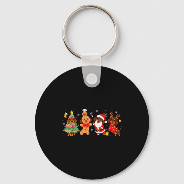 Chaveiro Cachorros Dachshund Fofos Árvore de Natal Biscoito (Frente)