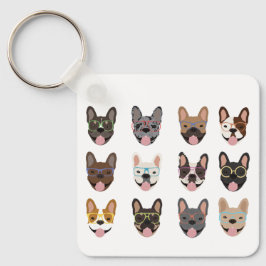 Chaveiro Cachorros Franceses Bonitos Vestindo Óculos