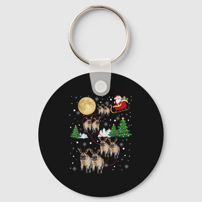 Chaveiro Cachorros Pug Árvore Suéter de Natal Xmas Pet Anim (Frente)