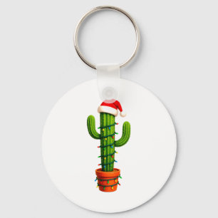 Chaveiro Cacto Engraçado Chapéu de Papai Noel Luzes de Árvo