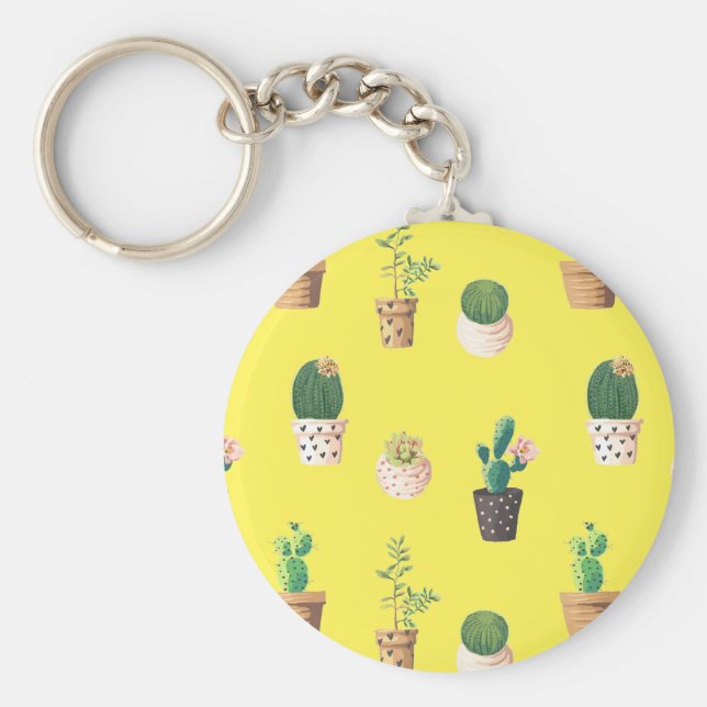 Chaveiro Cacto Suculento do Deserto Verde em Potes (Frente)