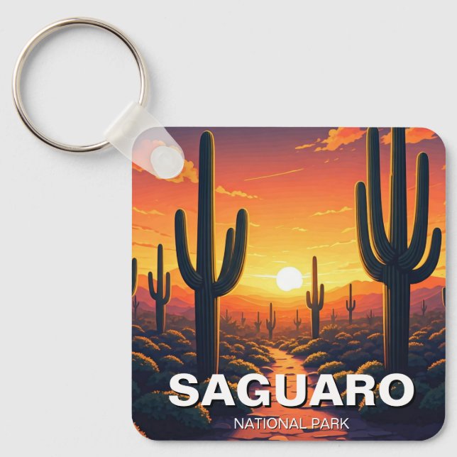 Chaveiro Cactos no Parque Nacional de Saguaro Souvenir (Frente)