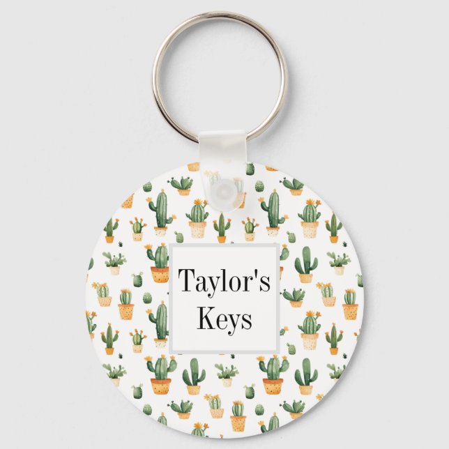 Chaveiro Cactus Potado em Branco (Frente)