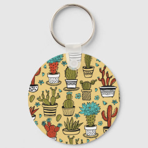 Chaveiro Cactus Succulent: desenho desenhado à mão