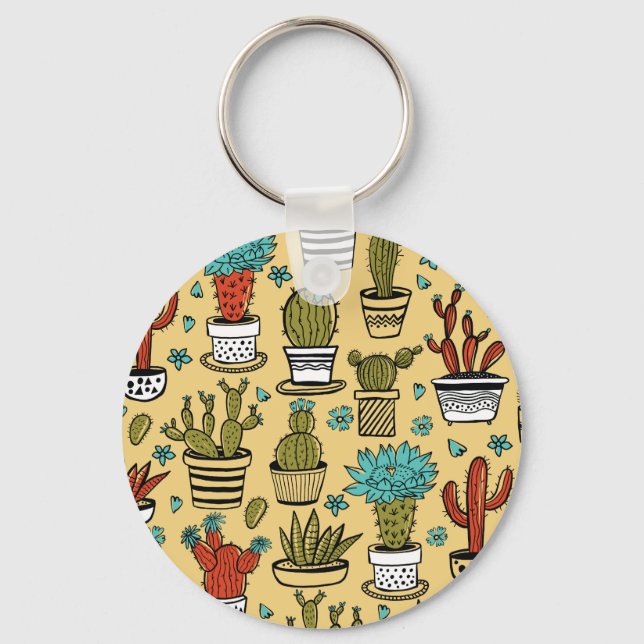 Chaveiro Cactus Succulent: desenho desenhado à mão (Frente)