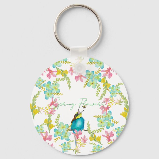 Chaveiro Cadeado de flores de primavera (Frente)