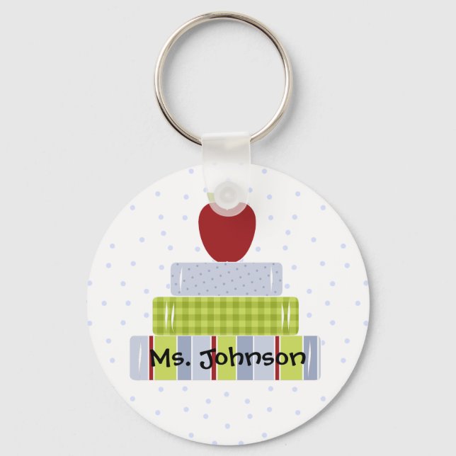 Chaveiro Cadeia-chave do professor de livros empilhados (Frente)