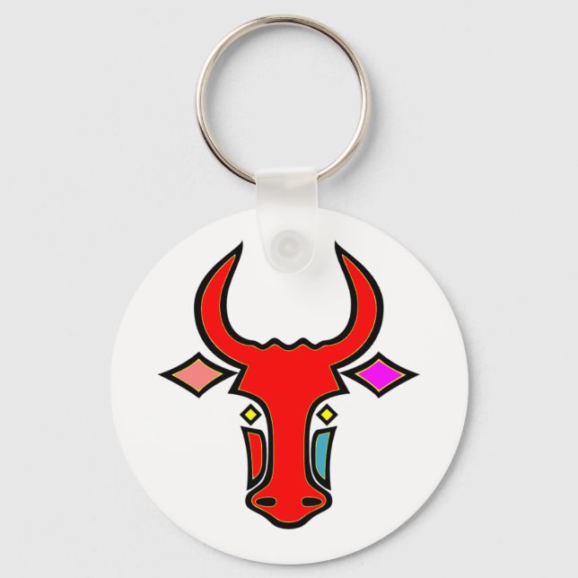 Chaveiro Cadeia-Chave Longhorn do Texas Estilizada (Frente)