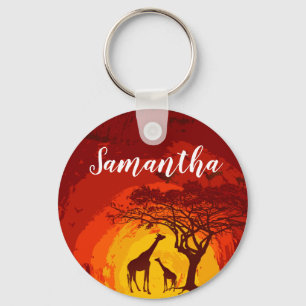 Chaveiro Cadeia-chave personalizada África Safari Giraffe S