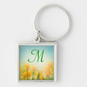 Chaveiro Cadeia-chave Tulipas Amarelas Empurradas Sol