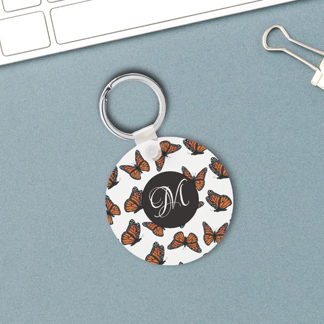 Chaveiro Cadeia de Chave das Borboletas Monarcas (Monarch butterflies monogram keychain. )
