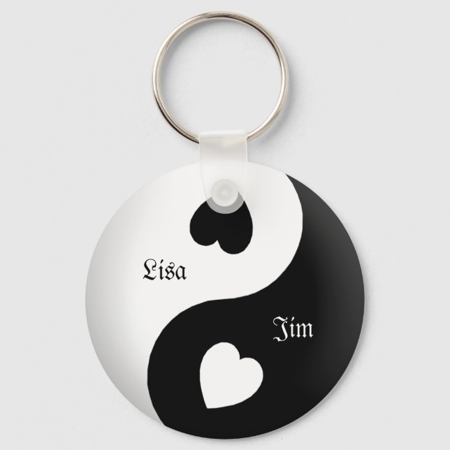 Chaveiro Cadeia de Chave de Amor Yin Yang Personalizada (Frente)