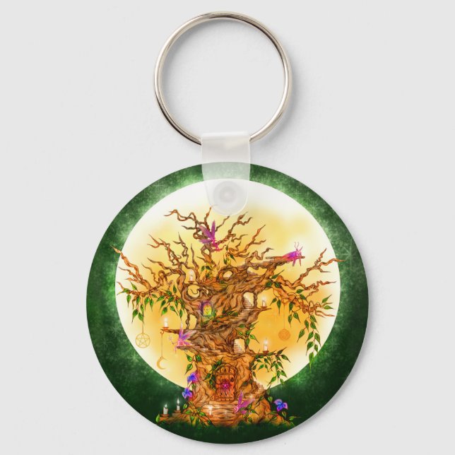 Chaveiro Cadeia de Chave de Árvore de Faerie Encantada (Frente)