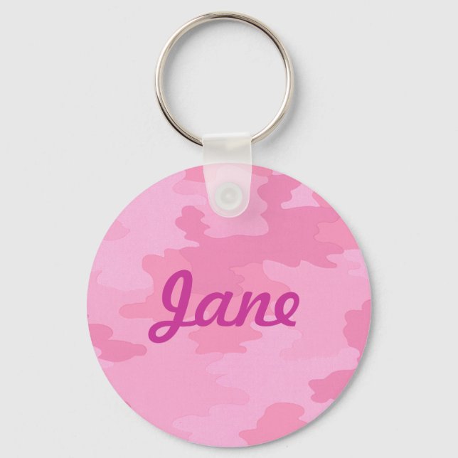 Chaveiro Cadeia de Chave de Camuflagem Rosa Personalizada (Frente)