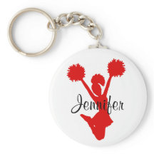 Cadeia de Chave de Cheerleader Vermelho Personaliz