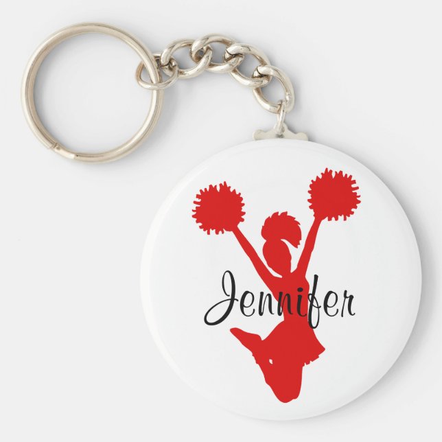 Chaveiro Cadeia de Chave de Cheerleader Vermelho Personaliz (Frente)