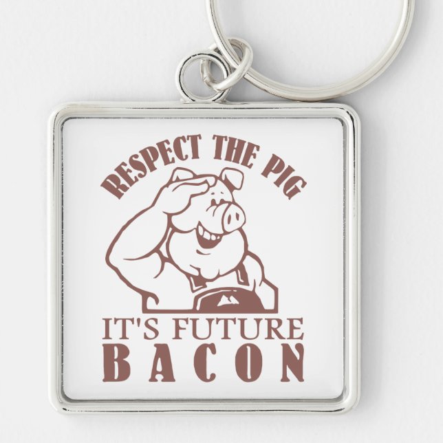 Chaveiro Cadeia de chave de cor personalizada PIG TO BACON (Frente)
