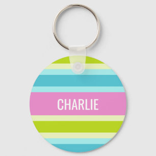 Chaveiro Cadeia de chave de nome personalizado de Stripes d