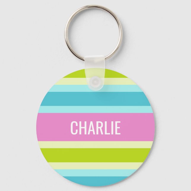 Chaveiro Cadeia de chave de nome personalizado de Stripes d (Frente)