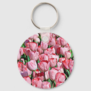 Chaveiro Cadeia de Chave Tulipas Rosa Bonito