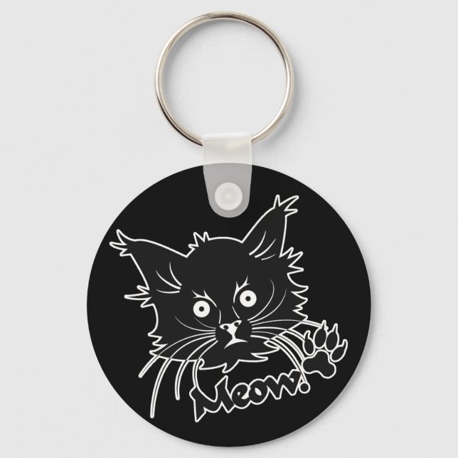 Chaveiro Cadeia de chaves personalizadas de Cat Preto (Frente)