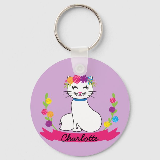 Chaveiro cadeia de chaves personalizadas de nome de gato fo (Frente)