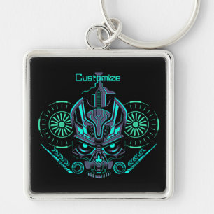 Chaveiro Cadeia de Chaves Robo-Skull Round