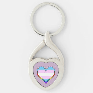 Chaveiro Cadeia de Coração do Pride Trans
