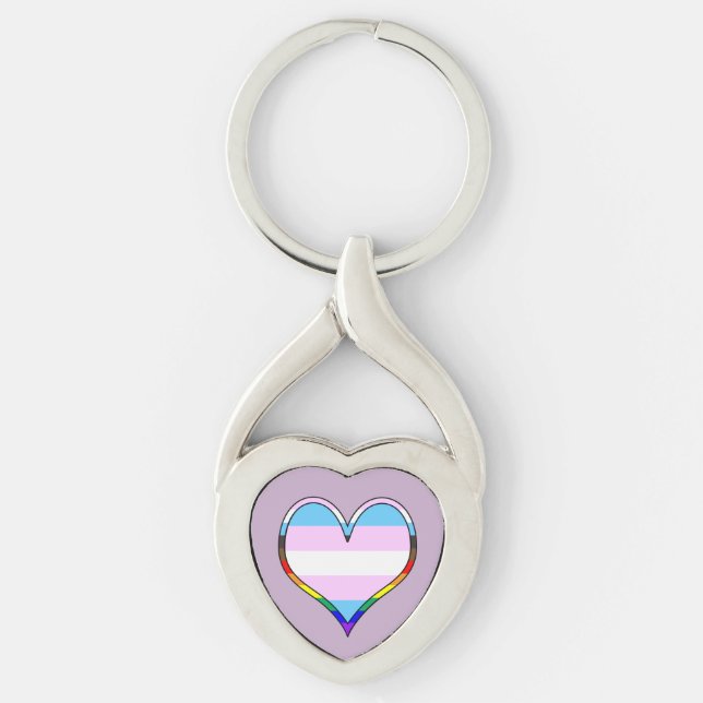 Chaveiro Cadeia de Coração do Pride Trans (Frente)