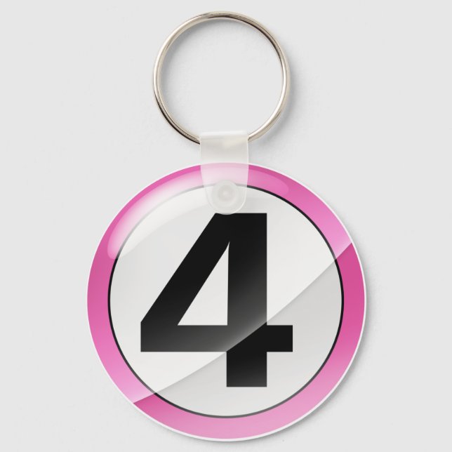 Chaveiro Cadeia de teclas cor-de-rosa número 4 (Frente)
