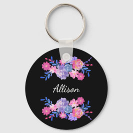 Chaveiro Cadeia de teclas de monograma personalizado floral