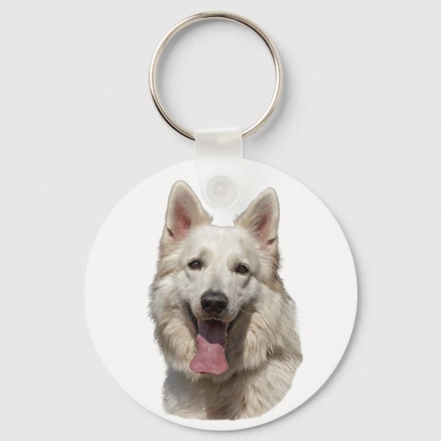Chaveiro cadeia de teclas do german shepherd branco (Frente)