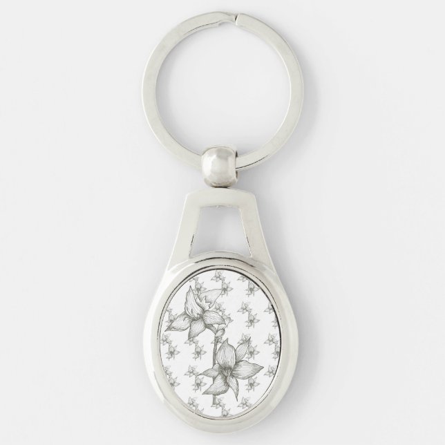 Chaveiro Cadeia de teclas preto e branco (Frente)